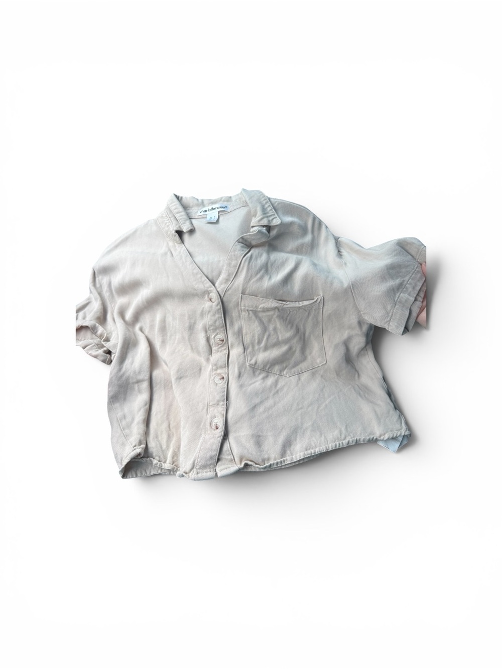 Light Beige Short-Sleeve Button-Up Shirt for Kids